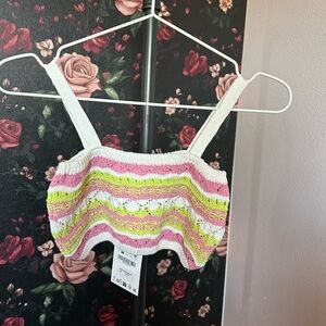 Zara Pink and Green Knit Top